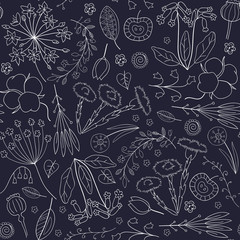 Abstract doodle floral pattern.