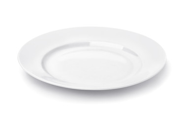 White round empty dinner plate