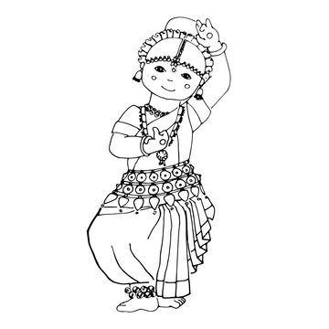 indian dancer black and white pose clip art preview