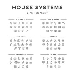 Fototapeta na wymiar Set line icons of house systems
