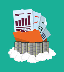 Fototapeta premium file document cloud computing web hosting data center security system technology icon set. Colorful and flat design. Vector illustration