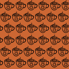 Espresso cups seamless vector pattern. 