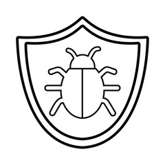 Obraz premium shield bug cyber security system technology icon. Silhouette isolated and flat design. Vector illustration