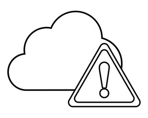 cloud trangle cyber security system technology icon. Silhouette isolated and flat design. Vector illustration