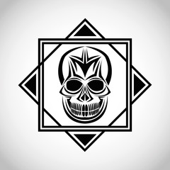 skull tattoo face gothic death evil icon. flat frame and isolated design. Vector illustration