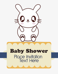 rabbit cute animal cartoon baby shower card icon. Colorful and flat design. Vector illustration