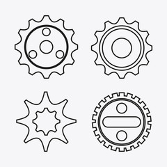 gear white cog circle machine part metal icon set. Isolated and silhouette design. Vector illustration