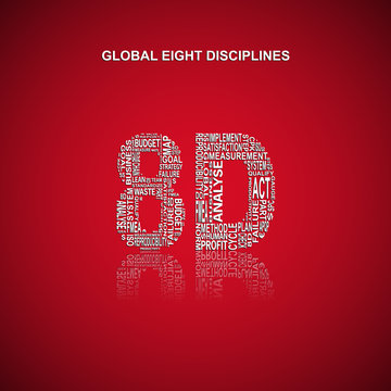 Global eight disciplines typography background