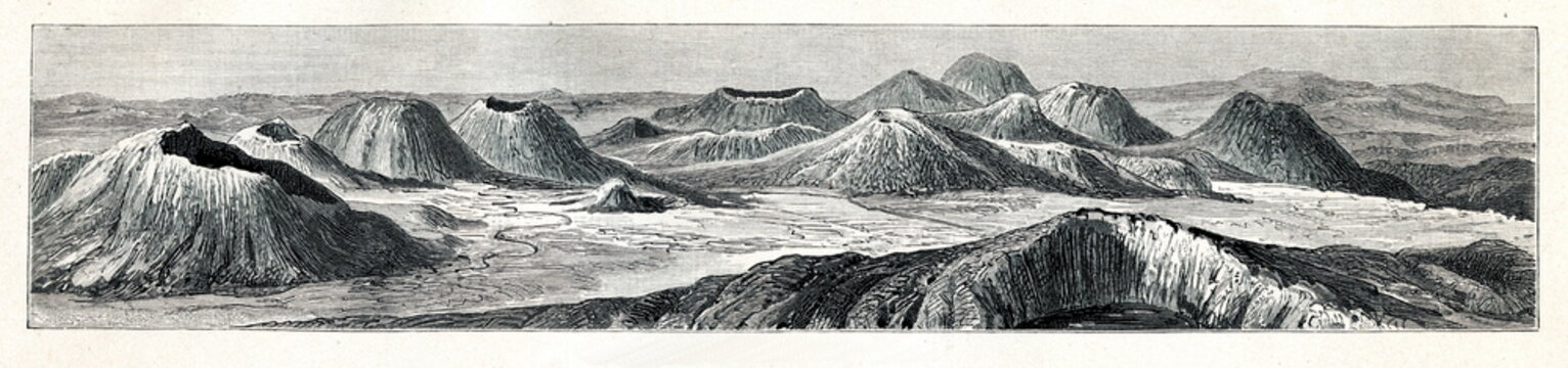 Volcanic formations of Auvergne (from Meyers Lexikon, 1895, 7 vol.)