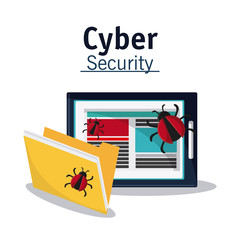 tablet bug file cyber security system technology icon. Flat design. Vector illustration