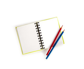 notebook and pencils