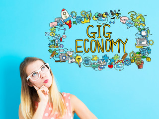 Gig Economy concept with young woman