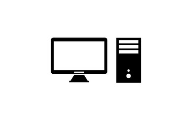 Vector desktop computer icon on white background