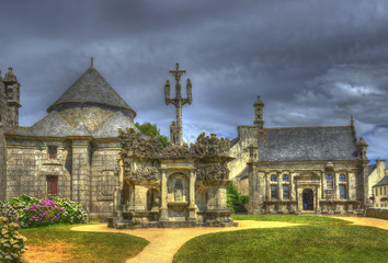 Guimiliau, Parish enclosure and graveyard - architectural element typical of Brittany, Finistere...