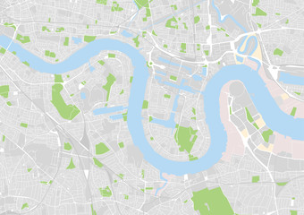 vector city map of east central London, Docklands