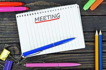 Meeting text on notepad