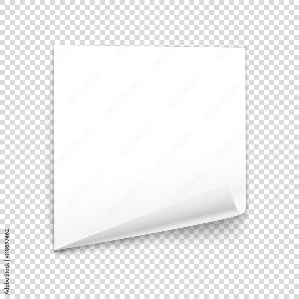Poster bended paper sheet isolated on transparent background. vector il