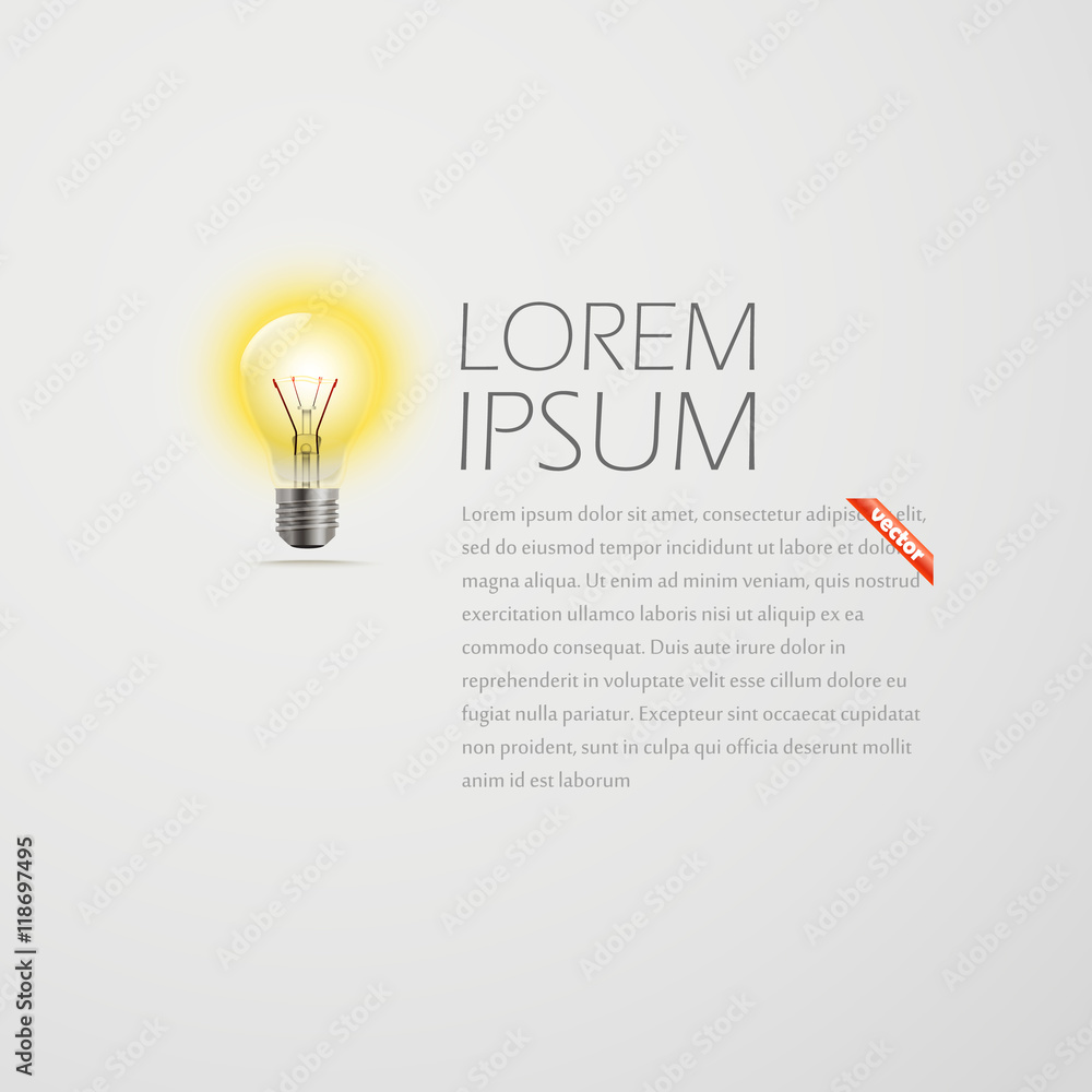 Poster lighting lamp and a text. idea concept