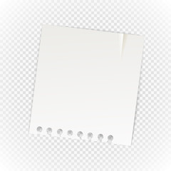 Old paper sheet isolated on transparent background