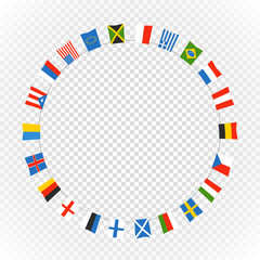 Color flags of differemt countries on transparent background. Ve