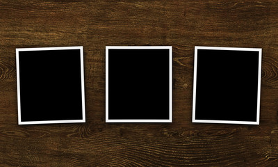 Photos on wood background