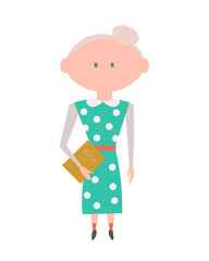 Old Woman Character. Vector Illustration