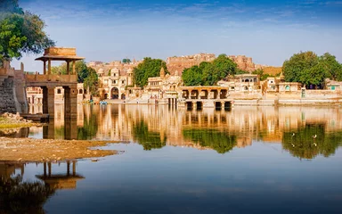 Gordijnen Gadi Sagar (Gadisar), Jaisalmer, Rajasthan, India, Asia © photoff