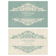 Set of 2 Wedding Invitation cards in an old-style