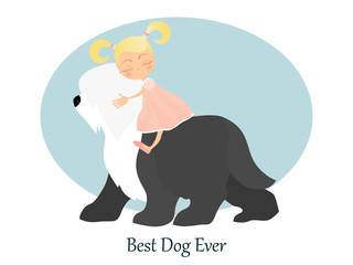 Obraz premium Little girl and big best dog. Friendship and happy.
