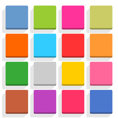 Flat blank web button square icon set with shadow