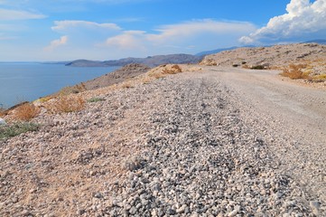 Road to the Lighthouse on island Pag.