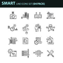 Modern thin line icons set for business