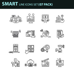 Fototapeta premium Modern thin line icons set for business