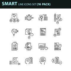 Modern thin line icons set for business