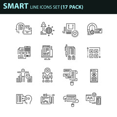 Modern thin line icons set for business