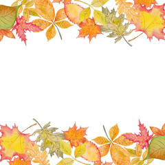 Naklejka na ściany i meble Autumn Leaves watercolor Hand-painted illustration isolated Fall graphics Orange Leaf 