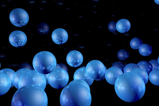 Blue balls on a black background