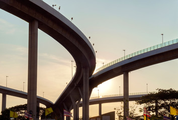 Elevated expressway / Silhouette of elevated expressway at twilight.