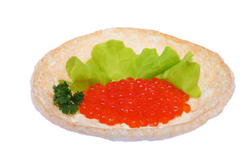 Sandwich with red caviar