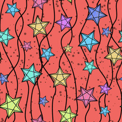 Fototapeta premium Seamless christmas pattern with christmas stars