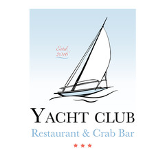 Seafood restaurant and seafood menu identity - Logo with yacht. Vector Illustration