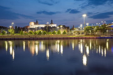 Szczecin nocą. Panorama miasta