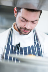 Male Chef at work in a commercial kitchen