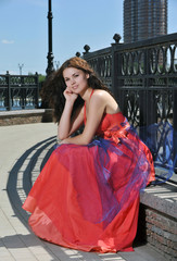 Girl in dress on the street