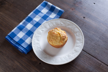 Delicous Homemade Gluten Free Cornbread Muffins On Distressed Wo