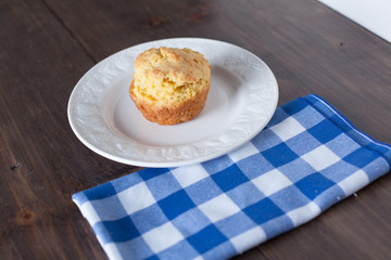 Delicous Homemade Gluten Free Cornbread Muffins On Distressed Wo