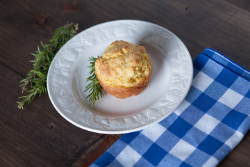 Delicous Homemade Gluten Free Cornbread Muffins On Distressed Wo
