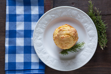 Delicous Homemade Gluten Free Cornbread Muffins On Distressed Wo