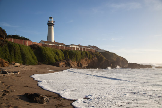 The lighthouse at Pigeon Point on the Central Coast of San Mateo, California, USA.
