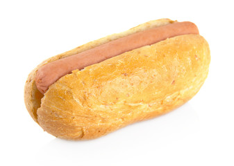 Simple hot dog on white
